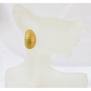 Vintage monet earrings satin finish open hoop gold tone pierced